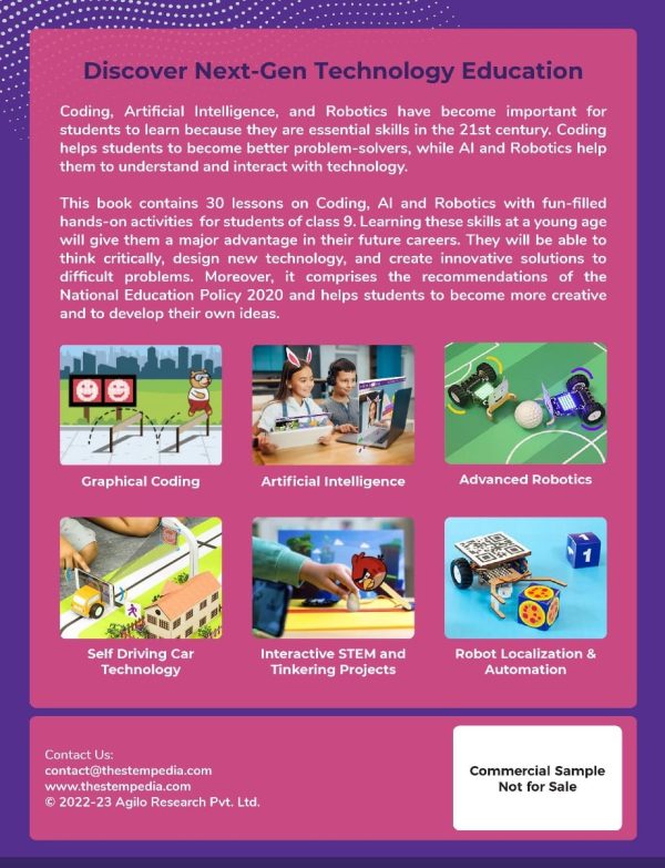 ArtificiaI 弄潮小说 and Robotics with Python Book – Class 9 – Subject Code 417 – Back Cover