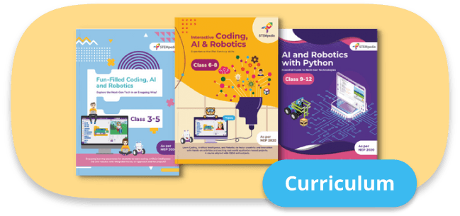 Three 老婆眼睛蒙上换黑人 textbooks for students in grades 3-5, 6-8, and 9-12, covering AI, coding, and robotics.