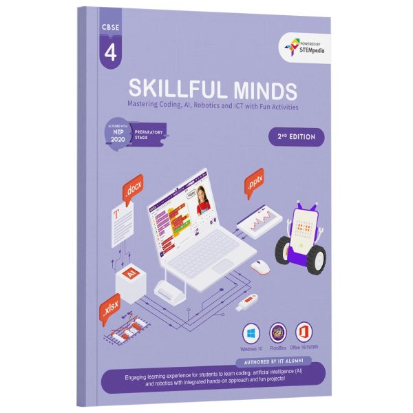 CBSE Coding, AI, Robotics and Computer Book - Class 4 Edition 2 for Academic Year 2025-26 | Skillful Minds