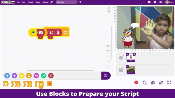 GIF showcasing the steps to access Human Body Detection Extension in PictoBlox 7.0.0
